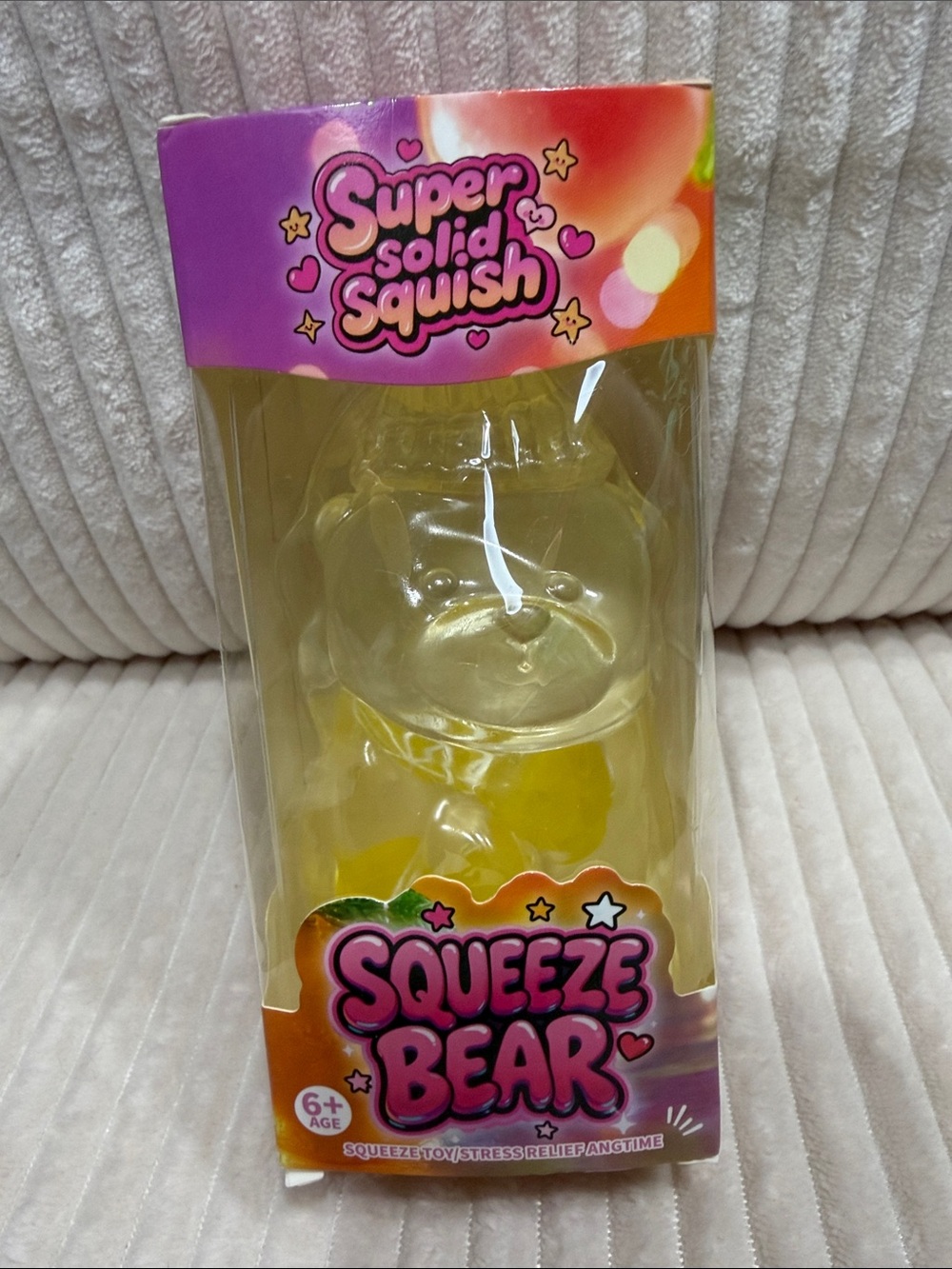 Squeeze Bear - Large ClearYellow Squishy w/ fruit inside. Firm squish. So cute!